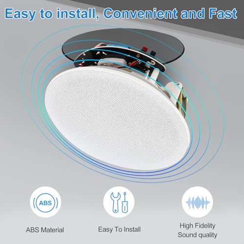 STUDIOFINIX 6.5 Inch Bluetooth Ceiling Speakers,600W 2-Way System with Wall Amplifier,for Home Theater, Living Room,Office,Kichten,Study Room,Basement,Covered Patio and Flush Mount (4 Speakers) - Image 4