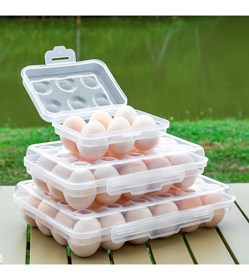15 Compartments Stackable Egg Storage Case Food Grade Transparent For Fridge - Image 1