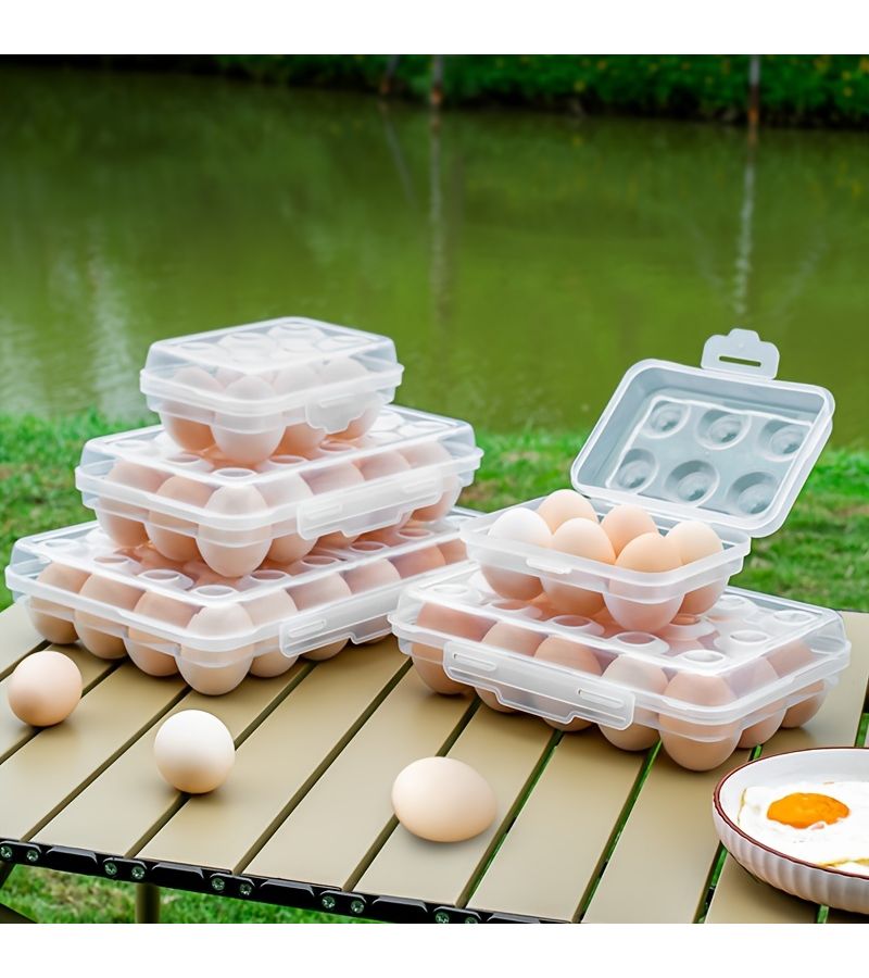 15 Compartments Stackable Egg Storage Case Food Grade Transparent For Fridge - Image 2