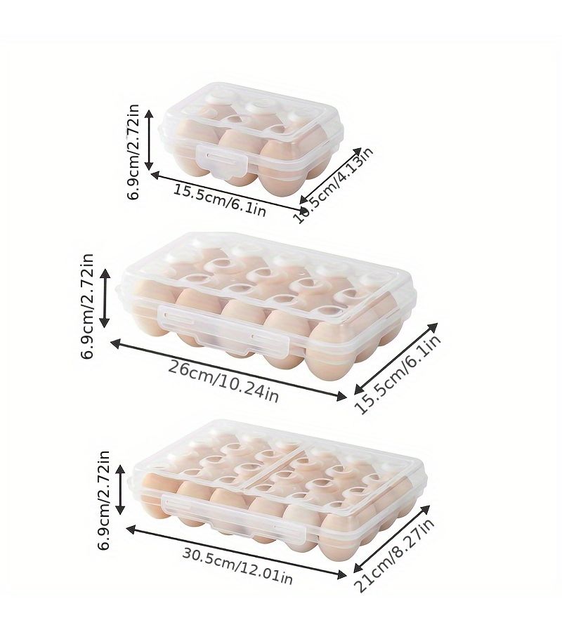 15 Compartments Stackable Egg Storage Case Food Grade Transparent For Fridge - Image 5
