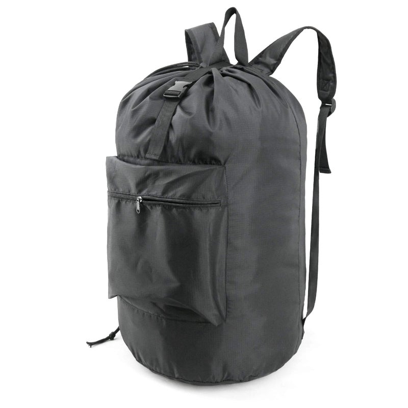 BeeGreen BeeGreen Laundry Bag Backpack w Adjustable Shoulder Straps College Dorm Essentials w Drawstring Closure for Travel Camp Heavy Duty Laundry Backpack Portable w Handle Xlarge Black  - Image 1