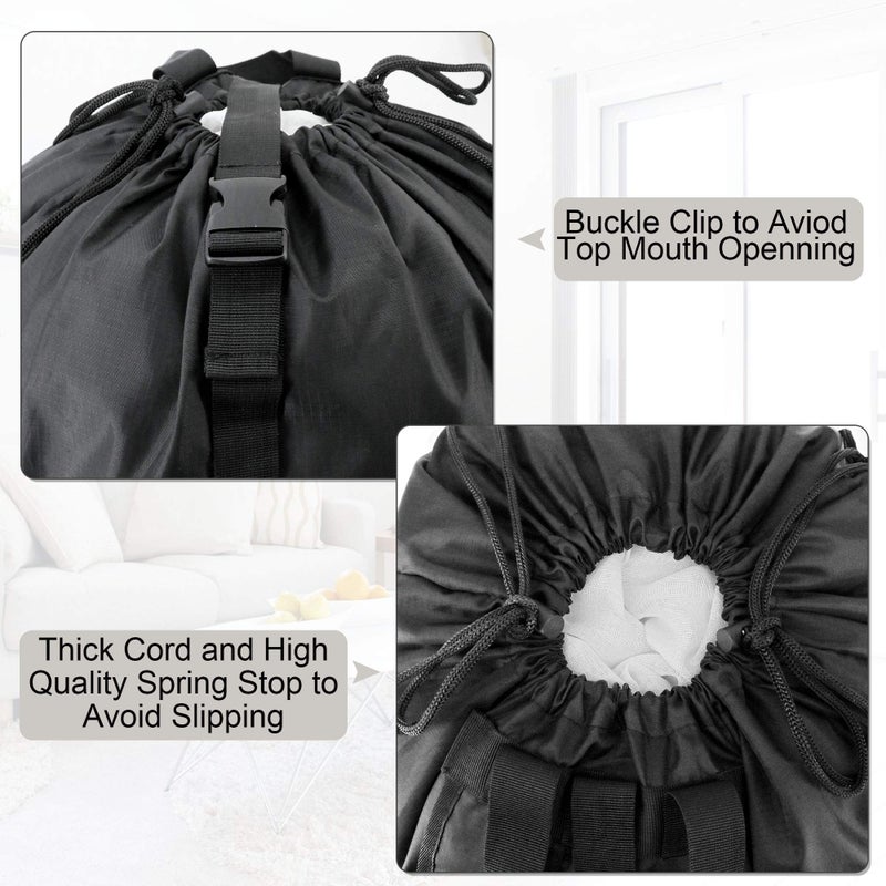 BeeGreen BeeGreen Laundry Bag Backpack w Adjustable Shoulder Straps College Dorm Essentials w Drawstring Closure for Travel Camp Heavy Duty Laundry Backpack Portable w Handle Xlarge Black  - Image 3