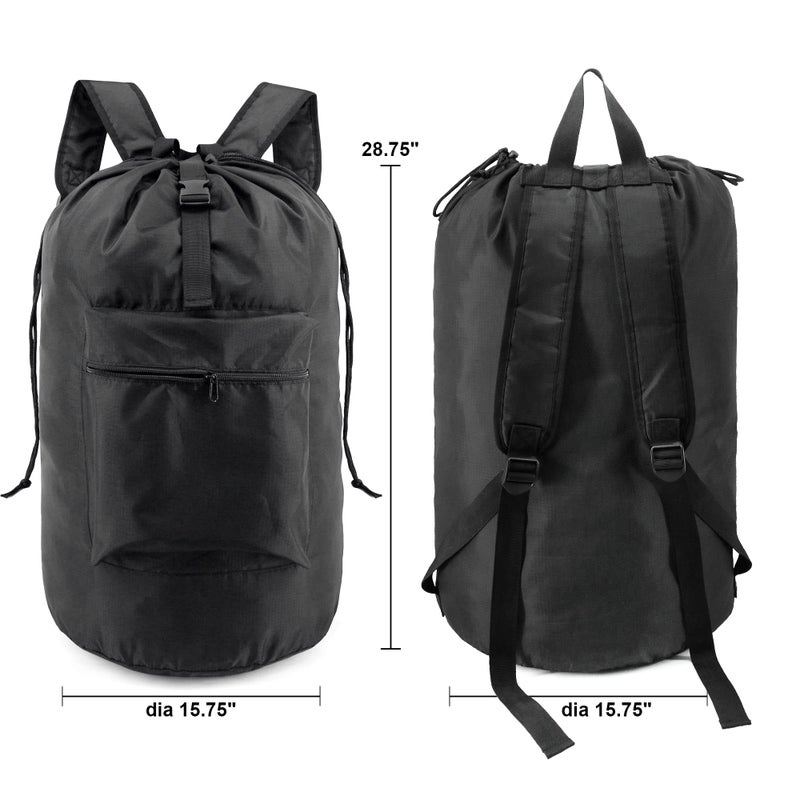 BeeGreen BeeGreen Laundry Bag Backpack w Adjustable Shoulder Straps College Dorm Essentials w Drawstring Closure for Travel Camp Heavy Duty Laundry Backpack Portable w Handle Xlarge Black  - Image 2