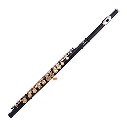 Kadence Closed Open Hole Metal Flutes Key of C 16 Key for Beginner, Kids, Student Black Gold Nickel Flute with Leather Case… (Black) - Image 1