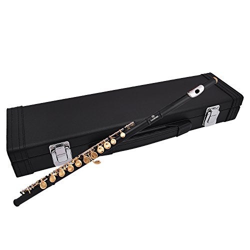 Kadence Closed Open Hole Metal Flutes Key of C 16 Key for Beginner, Kids, Student Black Gold Nickel Flute with Leather Case… (Black) - Image 2