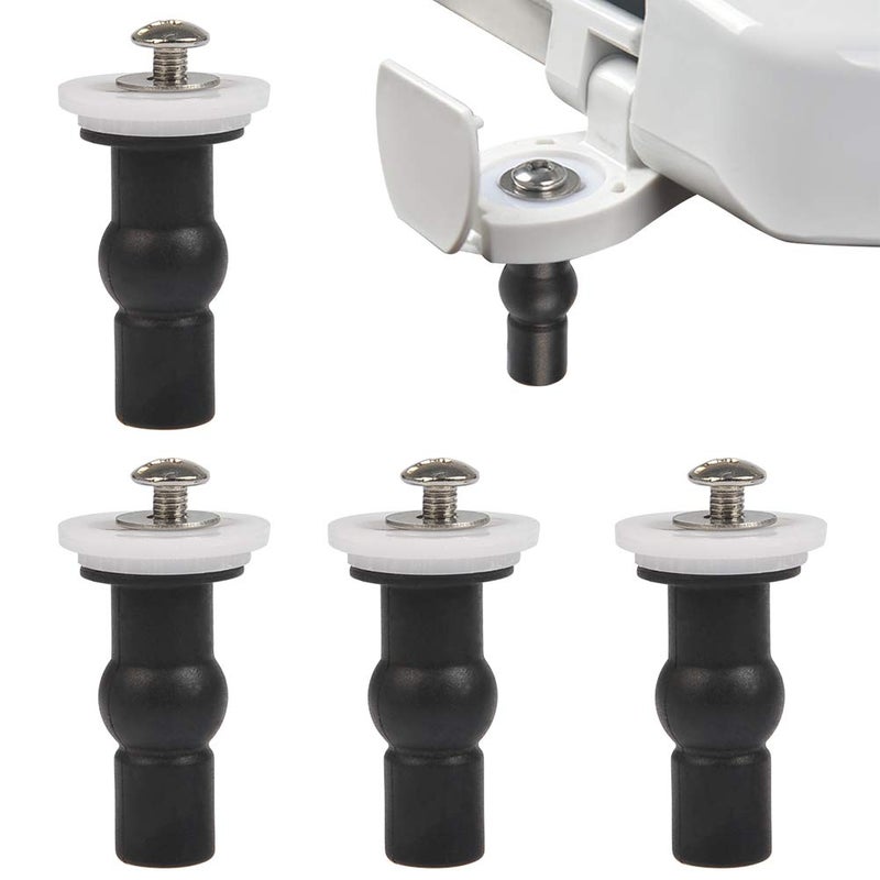 FOCCTS 4 Pack Toilet Seat Fixing Screws Universal Toilet Seat Bolts Kit with Expanding Rubber Top Nuts and Bolts for Top Mounting Toilets Seats Hinges