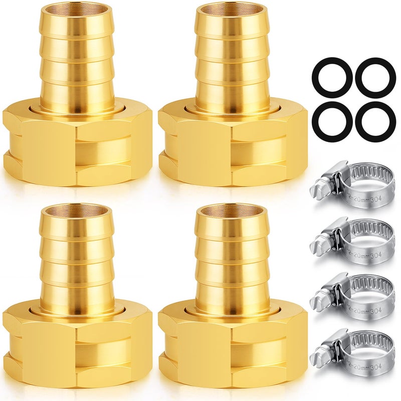 SIGURANTA 58 Hose Fitting Female Brass GHT Thread Connector for FaucetBibbSpigot Garden Hose End Adapter 58 FHT Barb Fitting 4PCS - Image 2