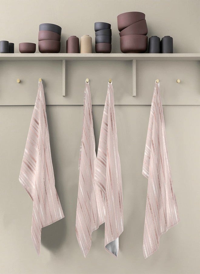 Kigai Luxury Rose Gold Microfiber Kitchen Dish Towel Set of 4, Premium Quality Hand Towels with Hanging Webbing, Soft Highly Absorbent Bar Towels & Tea Towels Set for Kitchen Bathroom - Image 3