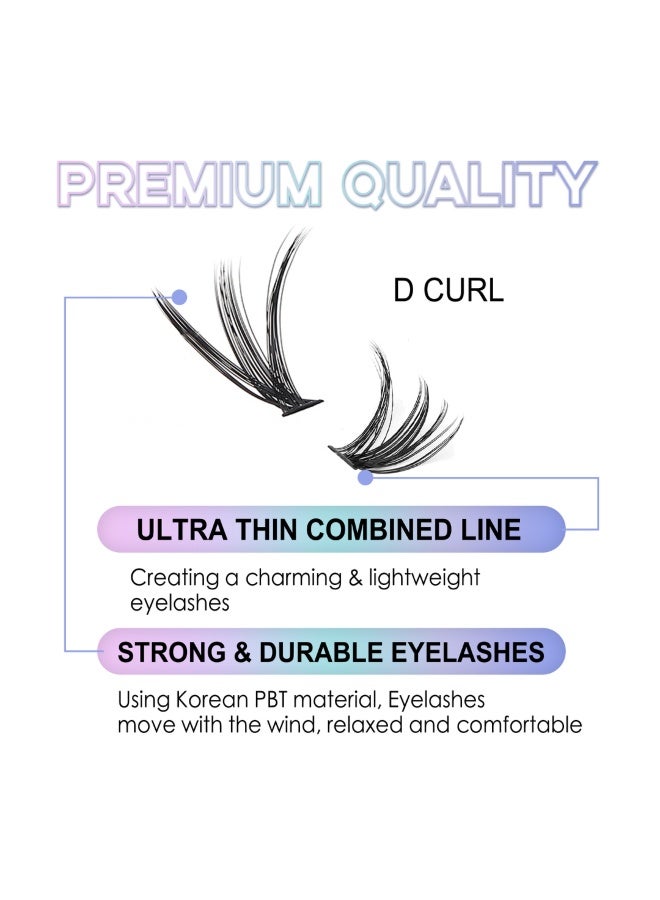 lashvana 280 قطعة مجموعة تمديد الرموش مع غراء الربط وإزالة الغراء وملاقط للرموش المجمعة D Curl فردية 9-16 مم مختلطة رموش صناعية - Image 3