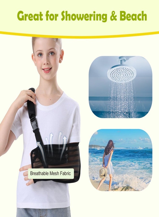 Ledhlth Mesh Kids Arm Sling, Breathable Shoulder Immobilizer Brace Support, for Broken Shoulder Elbow Arm Wrist Injury, for Children Toddler Girls Boys (Black, Large) - Image 5