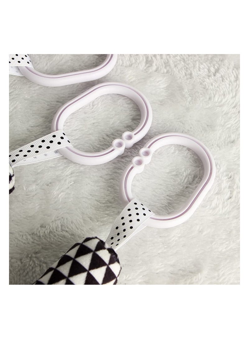 SOLARAE ألعاب رنين معلقة، ألعاب أطفال عالية التباين وألعاب دمى للعربات، ألعاب مقاعد السيارات للمواليد بأشكال كرتونية باللونين الأسود والأبيض مثل الخنفساء، النحلة والبومة للأطفال من 0-36 شهر (3 عبوات) - Image 5