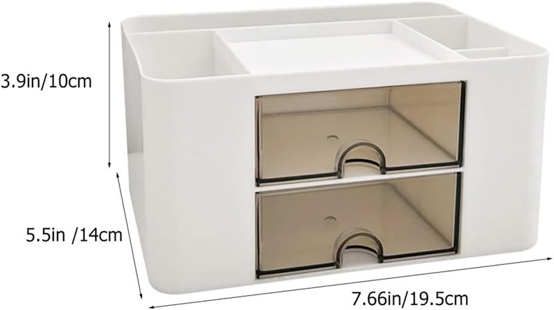 MosQuick® Study Table Accessories Desk organizer with 5 Compartments & 2 Drawer Aesthetic Stationery & Pen Stand for study table perfect office desk accessories Office Supplies table organizer White - Image 4