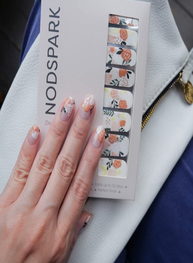 Nodspark Summer Blossoms Nail Polish Wraps Manicure | Contains 16 Floral Nail Art Nail Wraps (8 Different Sizes) | Affordable | Quick and Easy to use | 15 Minute Application | Lasts up to 2 Weeks | - Image 1