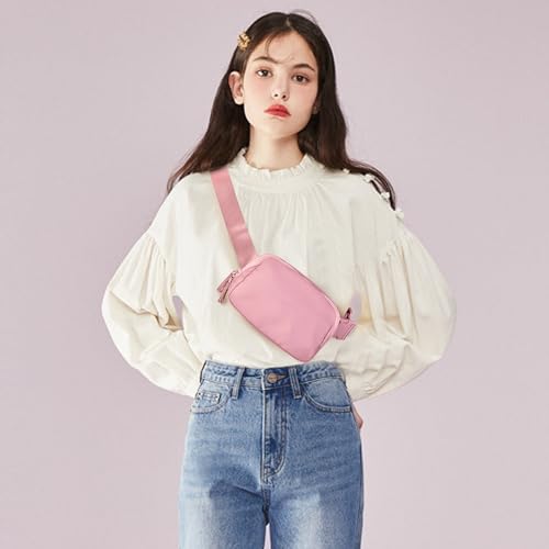 Gitus Belt Bag for Women Two-Way Zipper Fanny Pack Crossbody Bags for Women Fashion Waist Packs Cross Body Fanny Pack with Adjustable Strap Gifts for Teen Girls (Pink) - Image 2