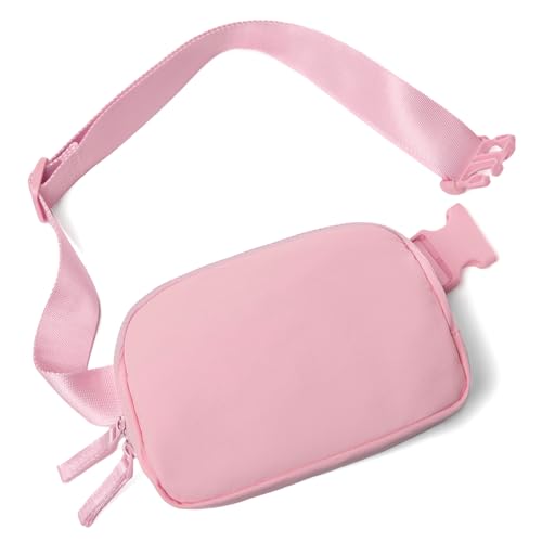 Gitus Belt Bag for Women Two-Way Zipper Fanny Pack Crossbody Bags for Women Fashion Waist Packs Cross Body Fanny Pack with Adjustable Strap Gifts for Teen Girls (Pink) - Image 1