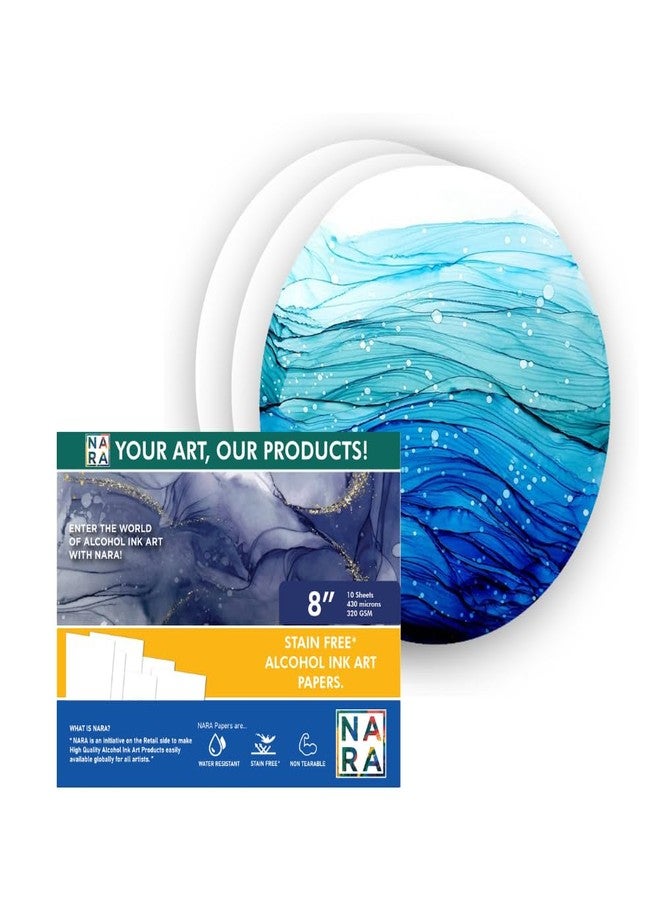 NARA SYNTHETIC PAPER NARA Pape | Alcohol Ink Paper | for Alcohol Ink Art Painting | 8 inches Diameter Circle | 430 microns320 GSM | Heavy Paper | 10 Sheets | 100 percent Stain-Free, White - Image 1