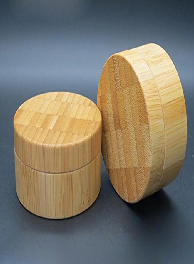 Elandy 1PC 30G/1oz Bamboo Appearance Loose Powder Compact Box with Sifter and Sponge Puff - Make up Jar Case Cosmetic Storage Container - Image 2