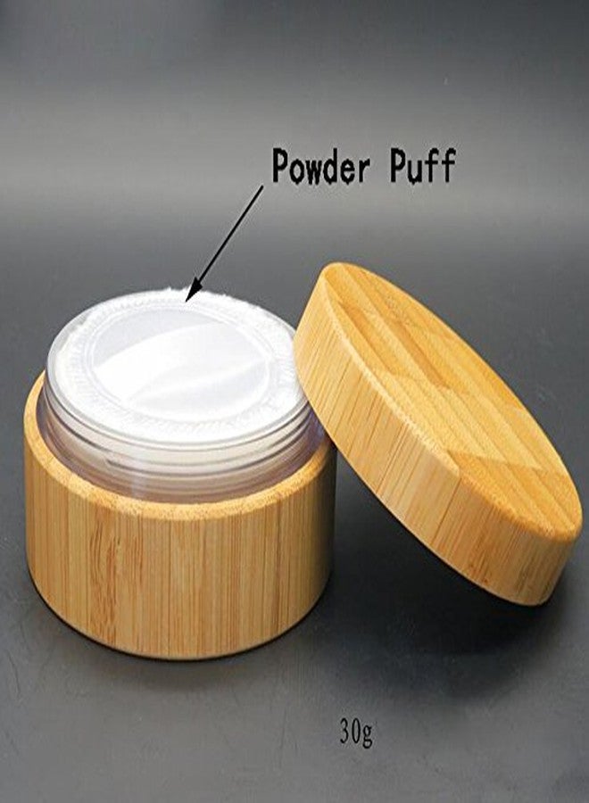 Elandy 1PC 30G/1oz Bamboo Appearance Loose Powder Compact Box with Sifter and Sponge Puff - Make up Jar Case Cosmetic Storage Container - Image 3