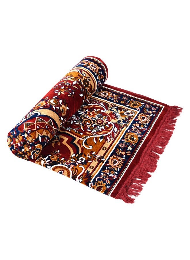 Kuber Industries Carpet | Velvet Floor Mat | Carpet for Hall | Carpet for Living Room | Carpet for Bedroom | Area Rug | Solid Prayer Mat |Heavy V.V Carpet | 3x5 Feet | Maroon - Image 2