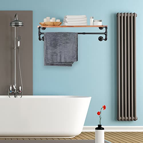Fobule 54” Wall Mounted Clothes Rack, Industrial Pipe Black Iron Garment Bar, Heavy-Duty Detachable Clothing Rod, Multi-Purpose Metal Wall display Hanging Pole for Closet Storage, Laundry Room 4 Base - Image 4