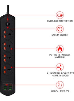 6 Usb 4-Way Multiple Socket 2 M Cable Current Protection Switched Extension Group Socket 3000W 2 Typec Black - pzsku/ZFDC7F6F1819B31B5DEA5Z/45/_/1730759130/b9e13f2e-eaa8-4ea2-9e97-f33c1cbdfbc2