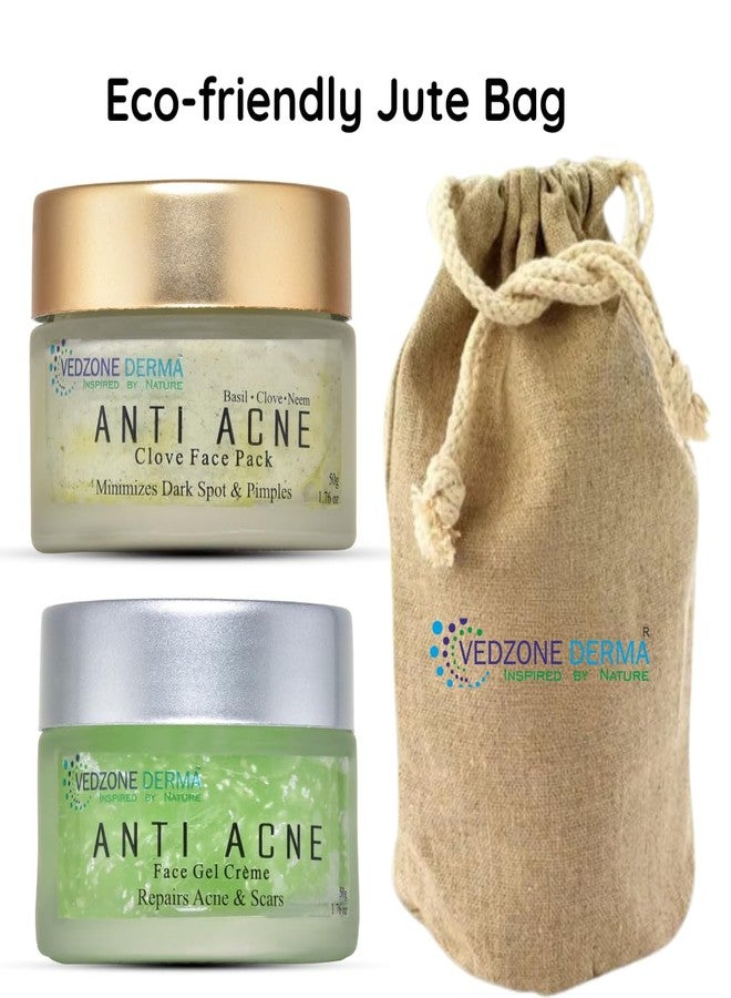 Vedzone Derma Ayurvedic Anti-Acne Gel + Face Pack Combo | With Neem, Tulsi, Aloe Vera & Pure Silver | Natural Care for Pimples, Acne Marks & Oil Control | Paraben & Sulphate Free | For All Skin Types - Image 2