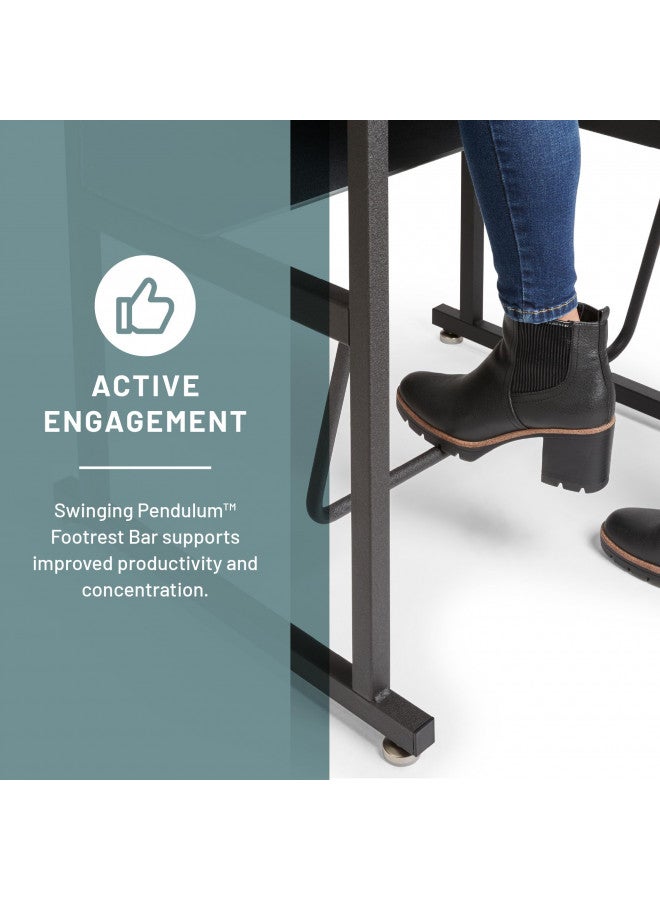 Safco Safco AlphaBetter Stand-Up Student Desk, Features a Swinging Pendulum Footrest Bar & a 28 W x 20 D Durable Desktop, Adjustable Height, Gray  - Image 2
