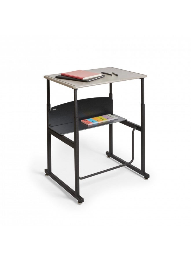 Safco Safco AlphaBetter Stand-Up Student Desk, Features a Swinging Pendulum Footrest Bar & a 28 W x 20 D Durable Desktop, Adjustable Height, Gray  - Image 1