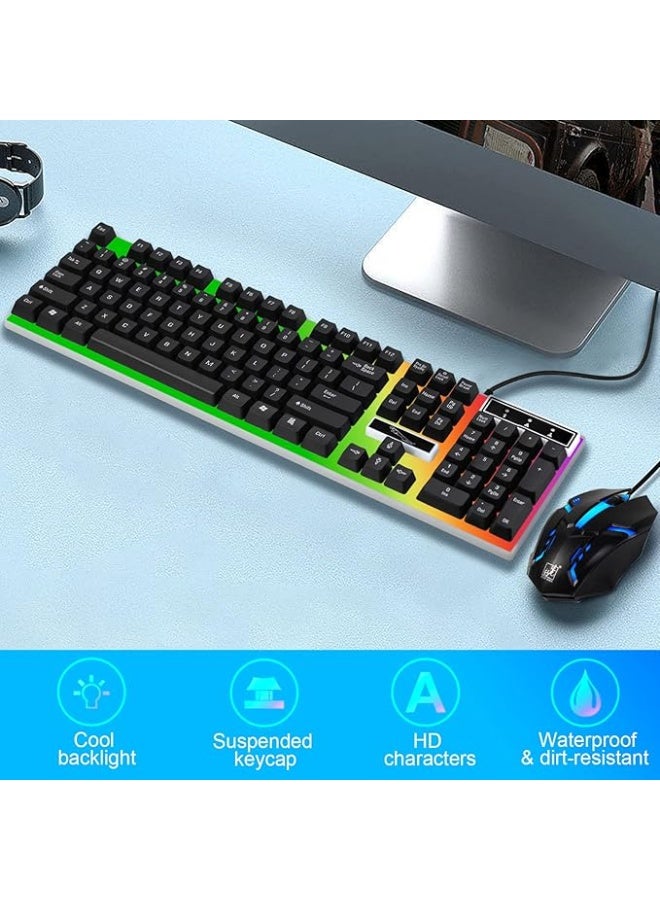 Computer Gaming Keyboard and Mouse Combo Keyboard with Flexible Polychromatic LED Lights Mechanical  Wired USB Working Keyboard Mouse Set for Windows Computer - Image 2