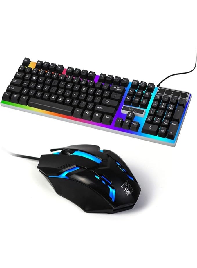 Computer Gaming Keyboard and Mouse Combo Keyboard with Flexible Polychromatic LED Lights Mechanical  Wired USB Working Keyboard Mouse Set for Windows Computer - Image 1