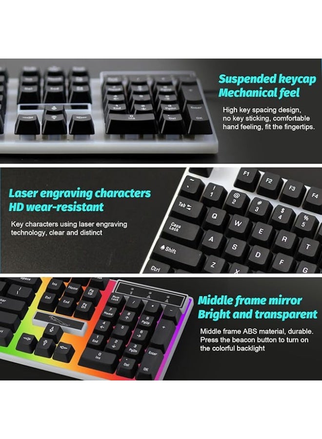 Computer Gaming Keyboard and Mouse Combo Keyboard with Flexible Polychromatic LED Lights Mechanical  Wired USB Working Keyboard Mouse Set for Windows Computer - Image 4