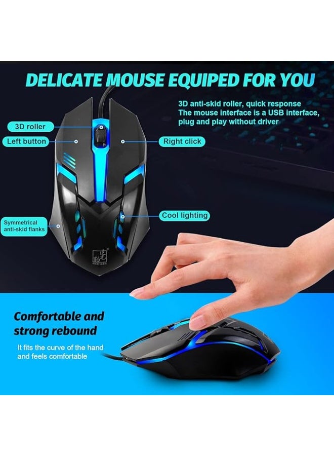 Computer Gaming Keyboard and Mouse Combo Keyboard with Flexible Polychromatic LED Lights Mechanical  Wired USB Working Keyboard Mouse Set for Windows Computer - Image 5