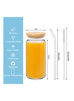 KASTWAVE 3 Pcs Drinking Glasses with Bamboo Lids and Glass Straw Set  - Image 3