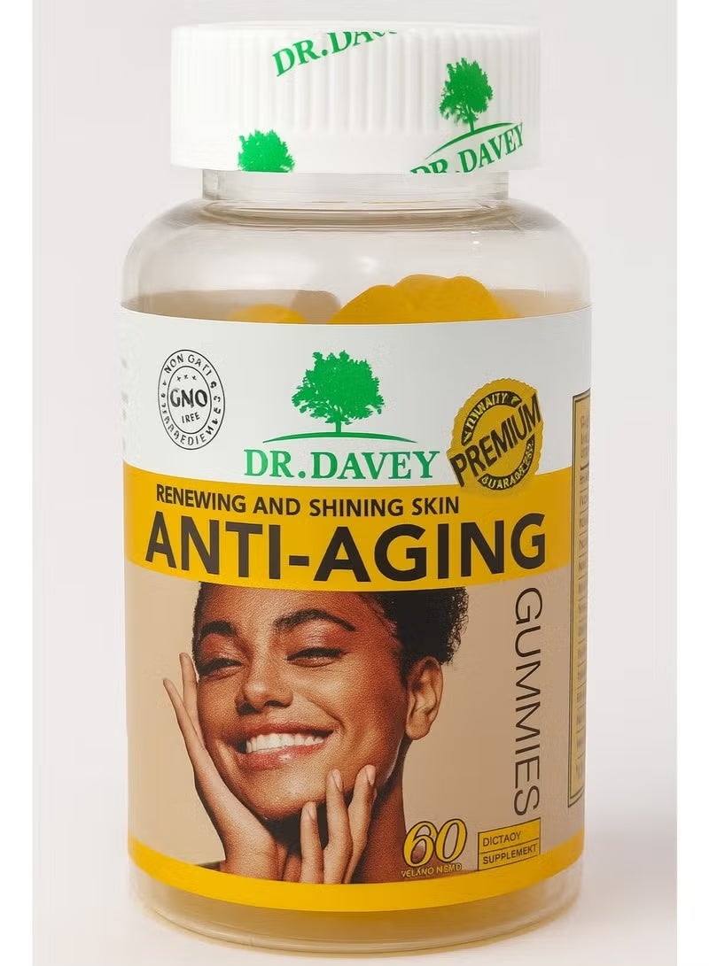Dr. Davey Anti-Aging Gummies with Hyaluronic Acid, Vitamin E & Biotin – 60 Count