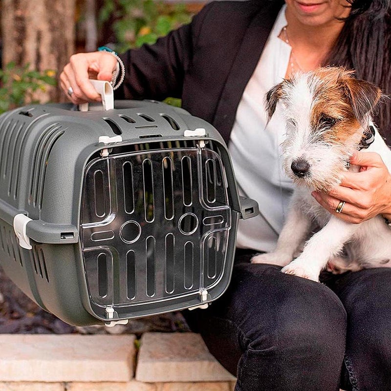 Ferplast Cat Carrier, Small Dog Carrier, Dogs and Cats up to 5 kg, Shockproof Transparent Door, Ventilation Slots, 32 x 47 x h 29 cm, JET 10 Dog Travel Crate, Cat Travel Carrier, Grey - Image 3