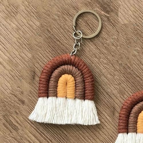 CONFETTI GIFTS Cotton Thread Handmade Rainbow Keychain (6 Cm) |Mini Tassel Keychains For Women Girls Car Key Ring Bag Wallet Purse, Crochet Tassel Keychain For Bags, Multicolor - Image 4