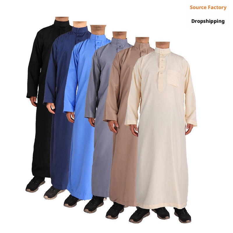 Men's Solid Polyester Mandarin Collar Ethnic Kurta - Image 1