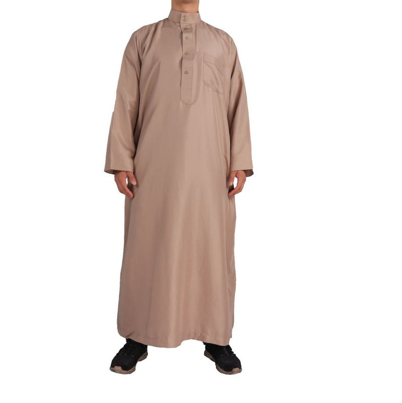 Men's Solid Polyester Mandarin Collar Ethnic Kurta - Image 3