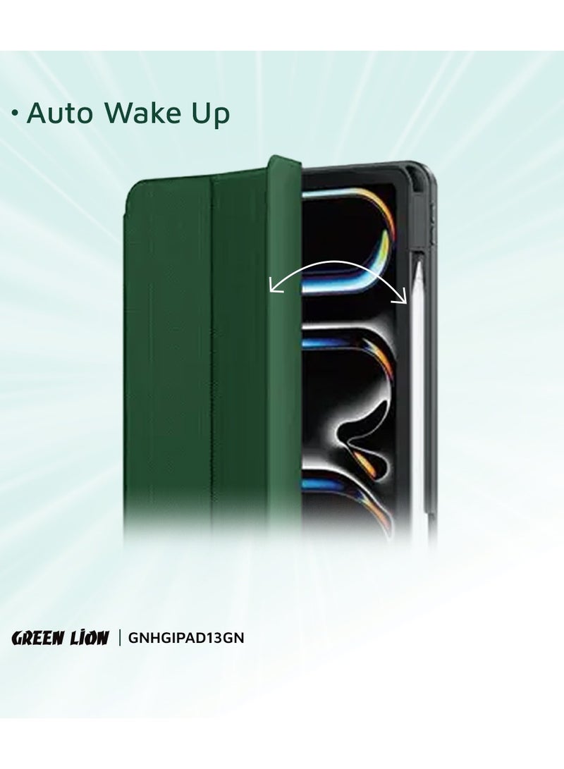 GREEN LION Hogo Premium Case with Pencil Holder for iPad Pro 13"/Magnetic Smart Cover Auto Sleep/Wake - Green - Image 5