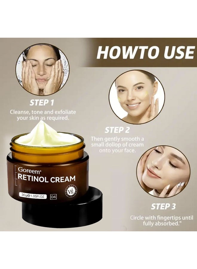 جوريم مجموعة من 4 قطع من كريم الريتينول للوجه وسيروم للوجه وسيروم للعين وسيروم للعين بالريتينول، مقاومة للشيخوخة، مرطب، يزيل الخطوط الدقيقة، عناية عميقة، تبييض، إشراق. - Image 3