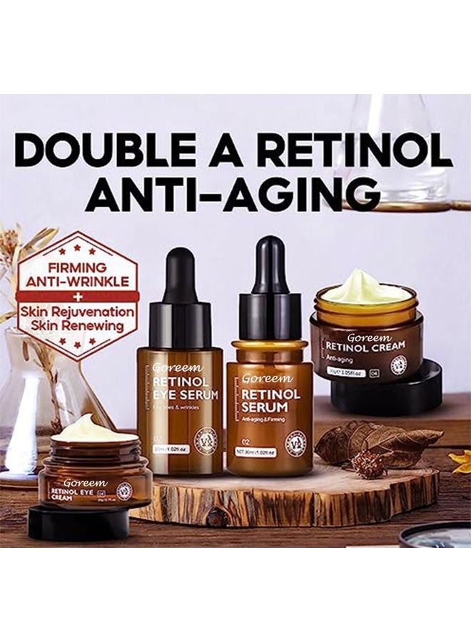 جوريم مجموعة من 4 قطع من كريم الريتينول للوجه وسيروم للوجه وسيروم للعين وسيروم للعين بالريتينول، مقاومة للشيخوخة، مرطب، يزيل الخطوط الدقيقة، عناية عميقة، تبييض، إشراق. - Image 5