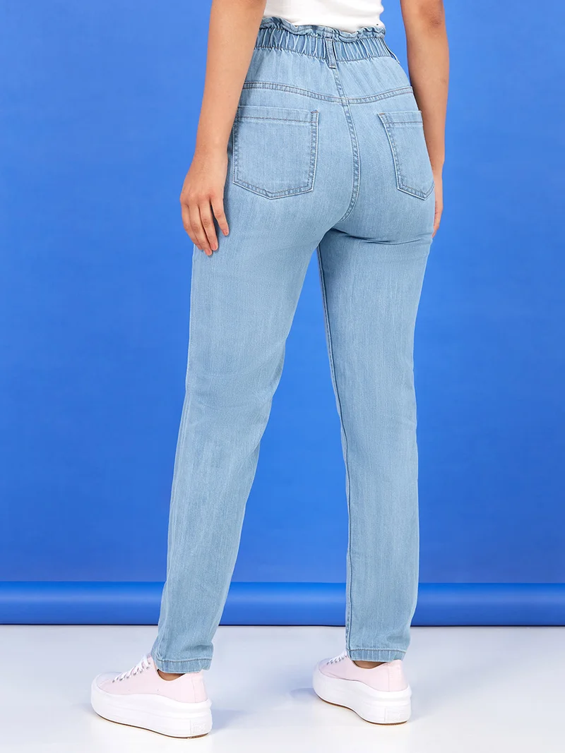 Styli Paperbag Waist Mom Jeans