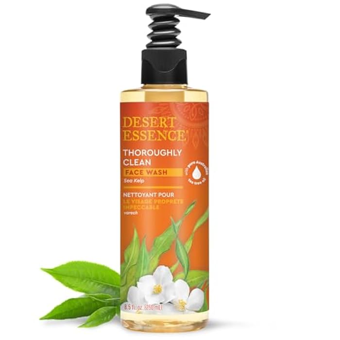 Desert Essence Thoroughly Clean Face Wash with Sea Kelp, Tea Tree Oil, Nourishing Castile Soap, Coconut Oil & More - Gently Remove Dirt & Impurities Without Drying Skin - Vegan, Sulfate Free - 8.5oz - Image 1