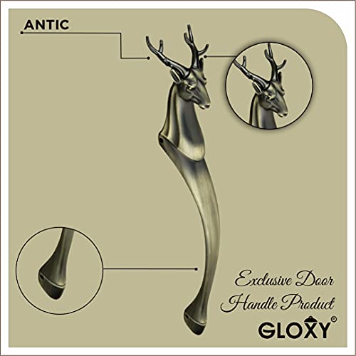 GLOXY ENTERPRISE Aluminium 12 Inch Deer Shape Door Handles for Main Door Handle Decorative Push & Pull Handle for Wooden & Glass Door for All The Doors of Houses, Offices (Antique Finish, Pack of 1) - Image 3