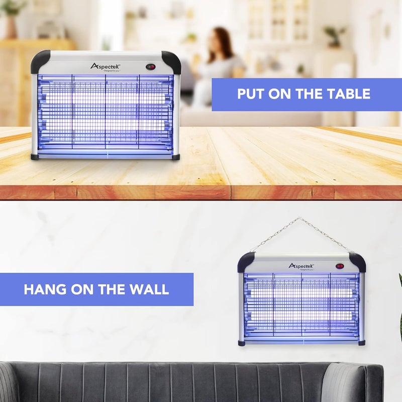 Aspectek Powerful 20W Indoor Bug Zapper - Electric Fly Trap, Mosquito Killer with UV Lamp, Includes 2 Replacement Bulbs for Effective Insect Control - Image 3