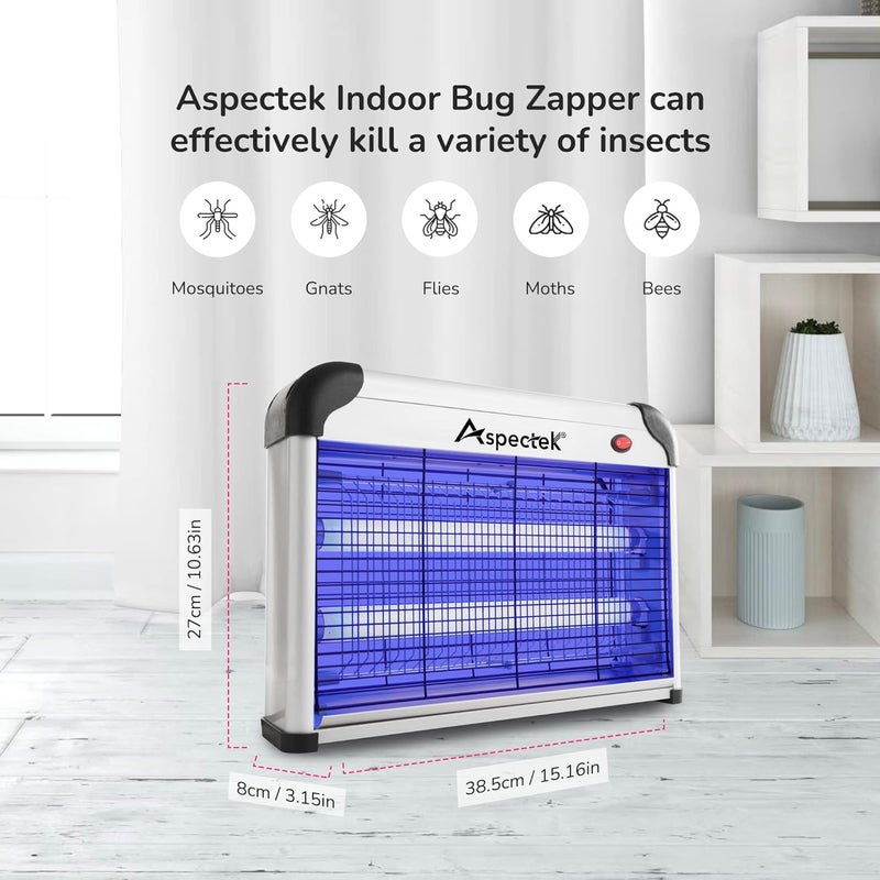 Aspectek Powerful 20W Indoor Bug Zapper - Electric Fly Trap, Mosquito Killer with UV Lamp, Includes 2 Replacement Bulbs for Effective Insect Control - Image 4