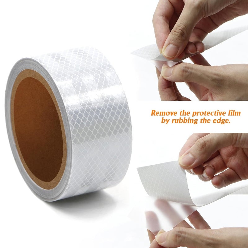 D-Fix ® High Intensity Radium Reflective Tape - 5 Meters in Length - 48mm / 2" Width - 1 Roll Per Pack - Car Bike and commercial vehicles Conspicuity reflective warning Tape Reflective tape White - Image 4