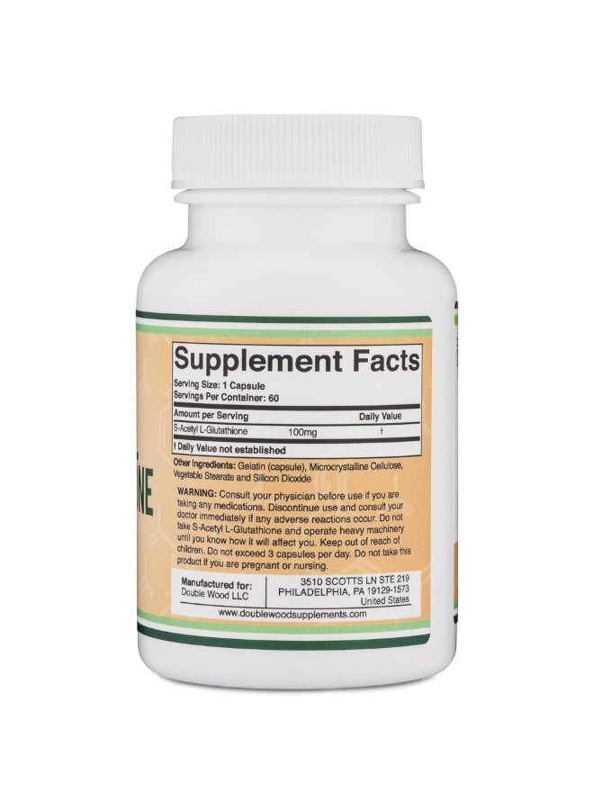 Double Wood Supplements S-Acetyl L-Glutathione Capsules – 100 mg, 60 Count Double Wood Supplements - Image 3