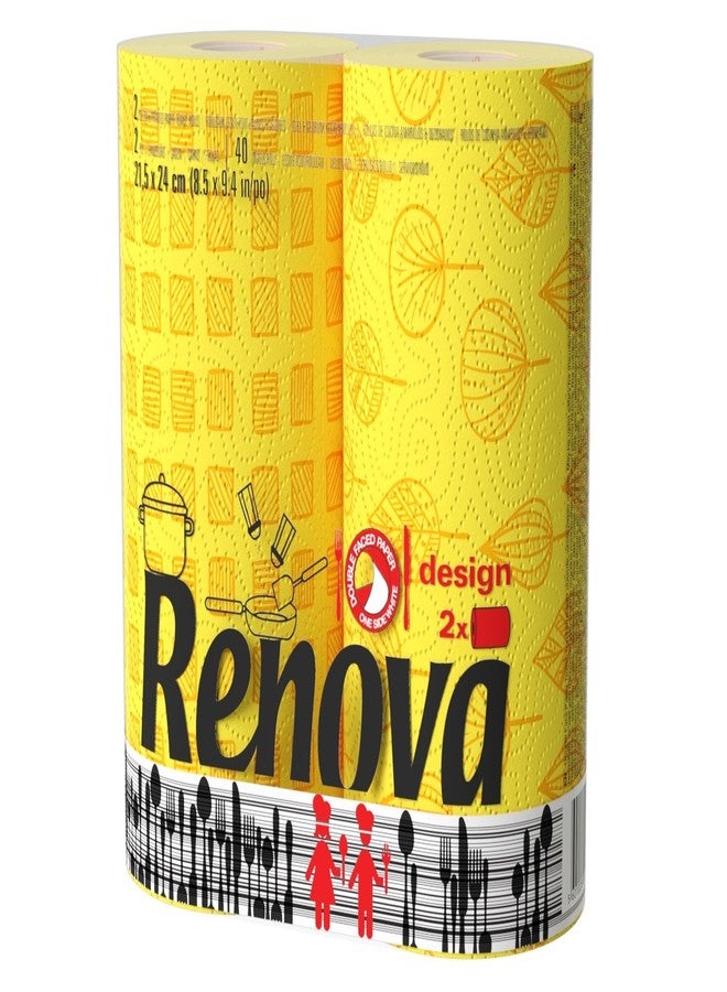 Renova Deco Double Face 2 Rolls (2Ply) , Kitchen Towel , White Inner Sheet And Different Illustrations , First Time In INDIA
