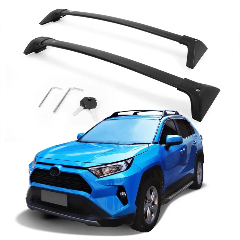 Autekcomma Roof Rack Cross Bars for Toyota RAV4 20192025 Not Fit 2024 LEAdventureTRD OffRoadHybrid Woodland Edition AntiTheft Lock Mechanism Black Matte Aluminum AntiCorrosion Crossbars